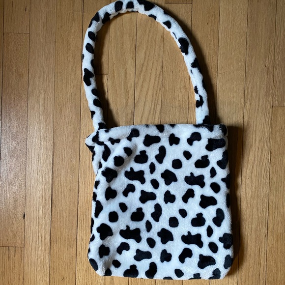 Halloween costume cosplay purse or bag cow print black white soft fuzzy fun - Picture 1 of 5
